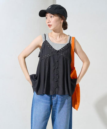 印度人造絲香緞蕾絲吊帶背心