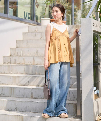 印度人造絲香緞蕾絲吊帶背心