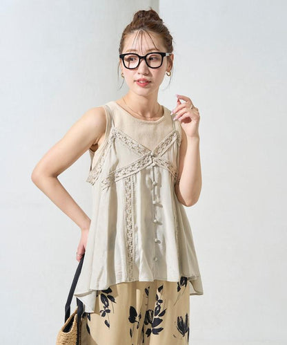 印度人造絲香緞蕾絲吊帶背心