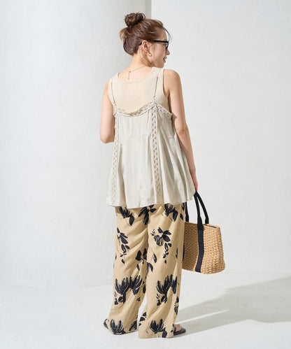 印度人造絲香緞蕾絲吊帶背心