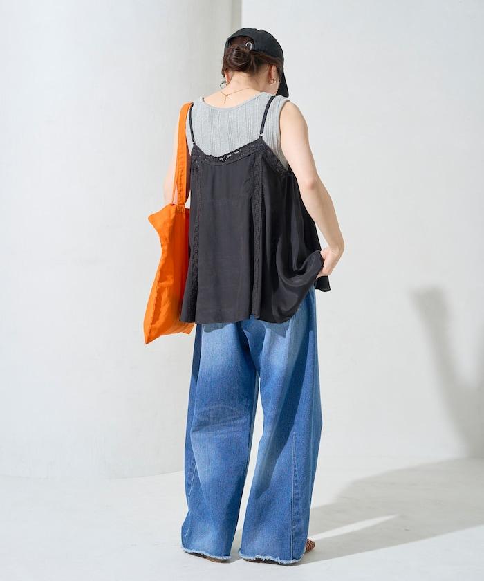 印度人造絲香緞蕾絲吊帶背心