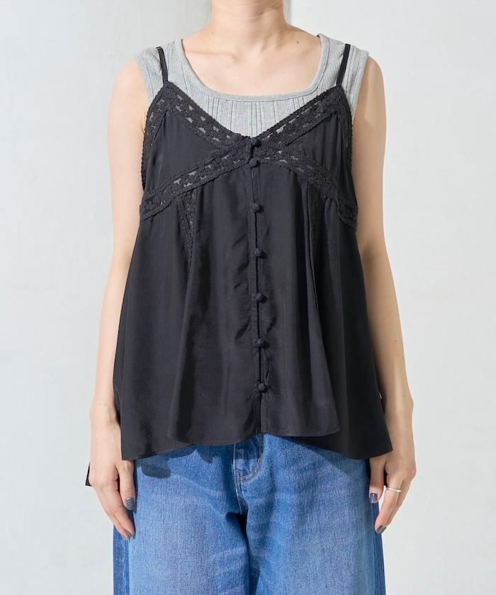 印度人造絲香緞蕾絲吊帶背心