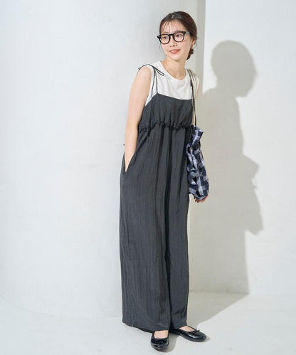 水洗處理 褶邊 增厚 揹帶褲