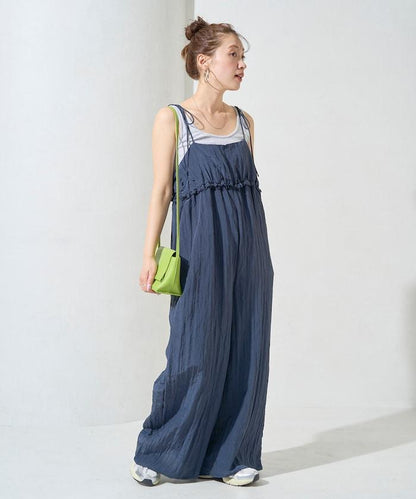 水洗處理 褶邊 增厚 揹帶褲