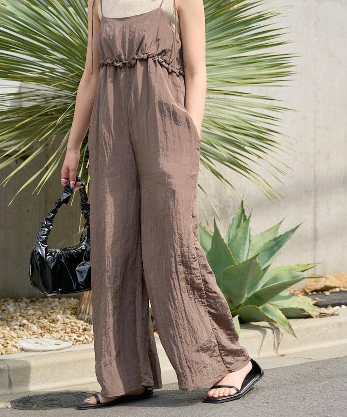 水洗處理 褶邊 增厚 揹帶褲