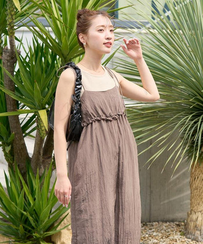 水洗處理 褶邊 增厚 揹帶褲