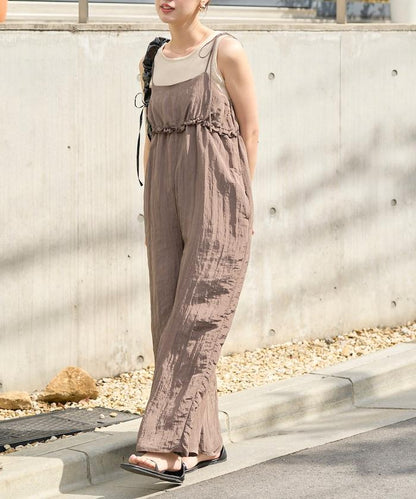 水洗處理 褶邊 增厚 揹帶褲