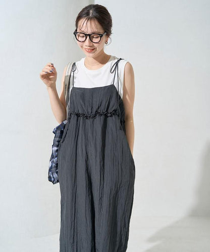 水洗處理 褶邊 增厚 揹帶褲