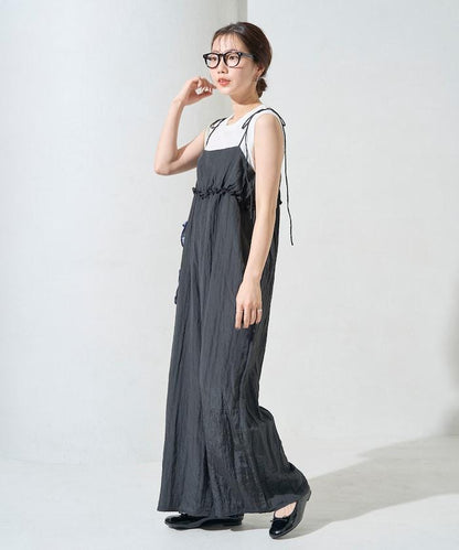 水洗處理 褶邊 增厚 揹帶褲