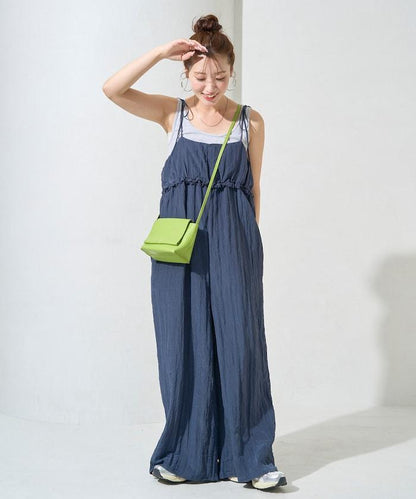 水洗處理 褶邊 增厚 揹帶褲