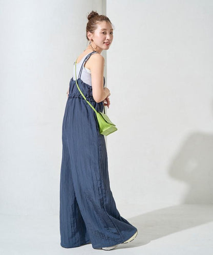 水洗處理 褶邊 增厚 揹帶褲