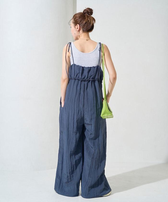 水洗處理 褶邊 增厚 揹帶褲