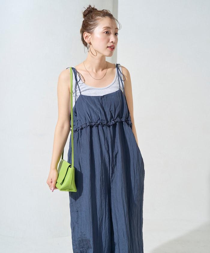 水洗處理 褶邊 增厚 揹帶褲