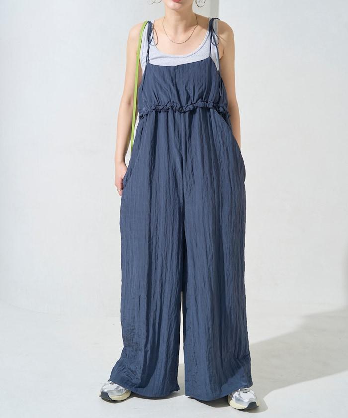 水洗處理 褶邊 增厚 揹帶褲