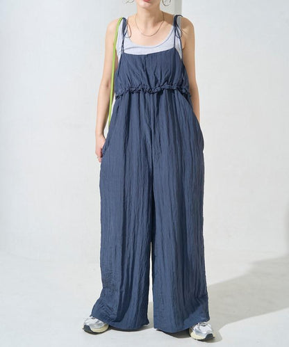 水洗處理 褶邊 增厚 揹帶褲