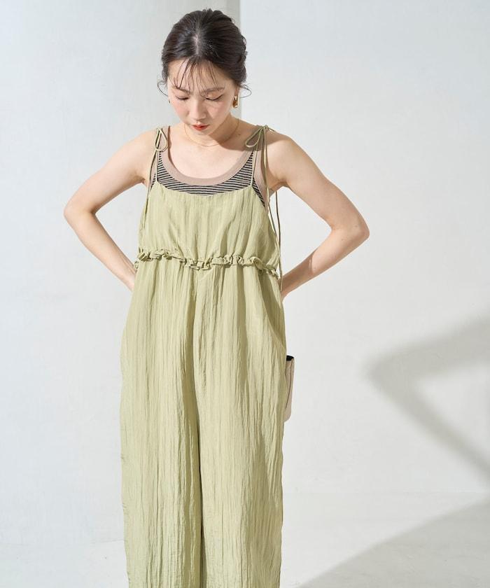 水洗處理 褶邊 增厚 揹帶褲