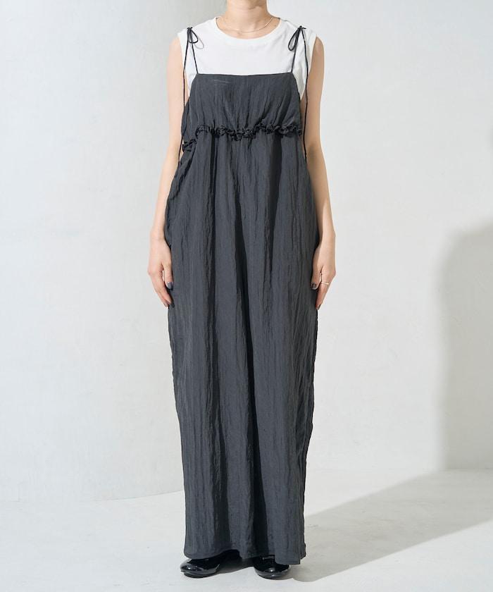 水洗處理 褶邊 增厚 揹帶褲