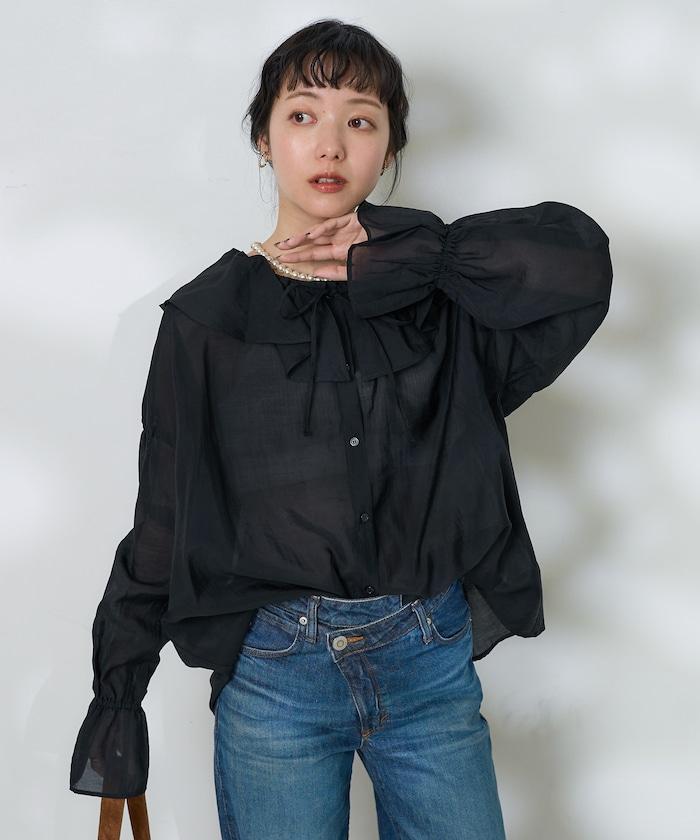 透視荷葉邊襯衫