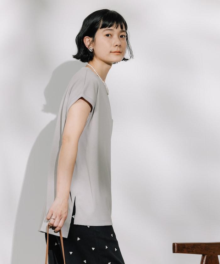 <接觸冷感/UV> 《空氣》DRY HIGHCOOL 法式短袖T恤