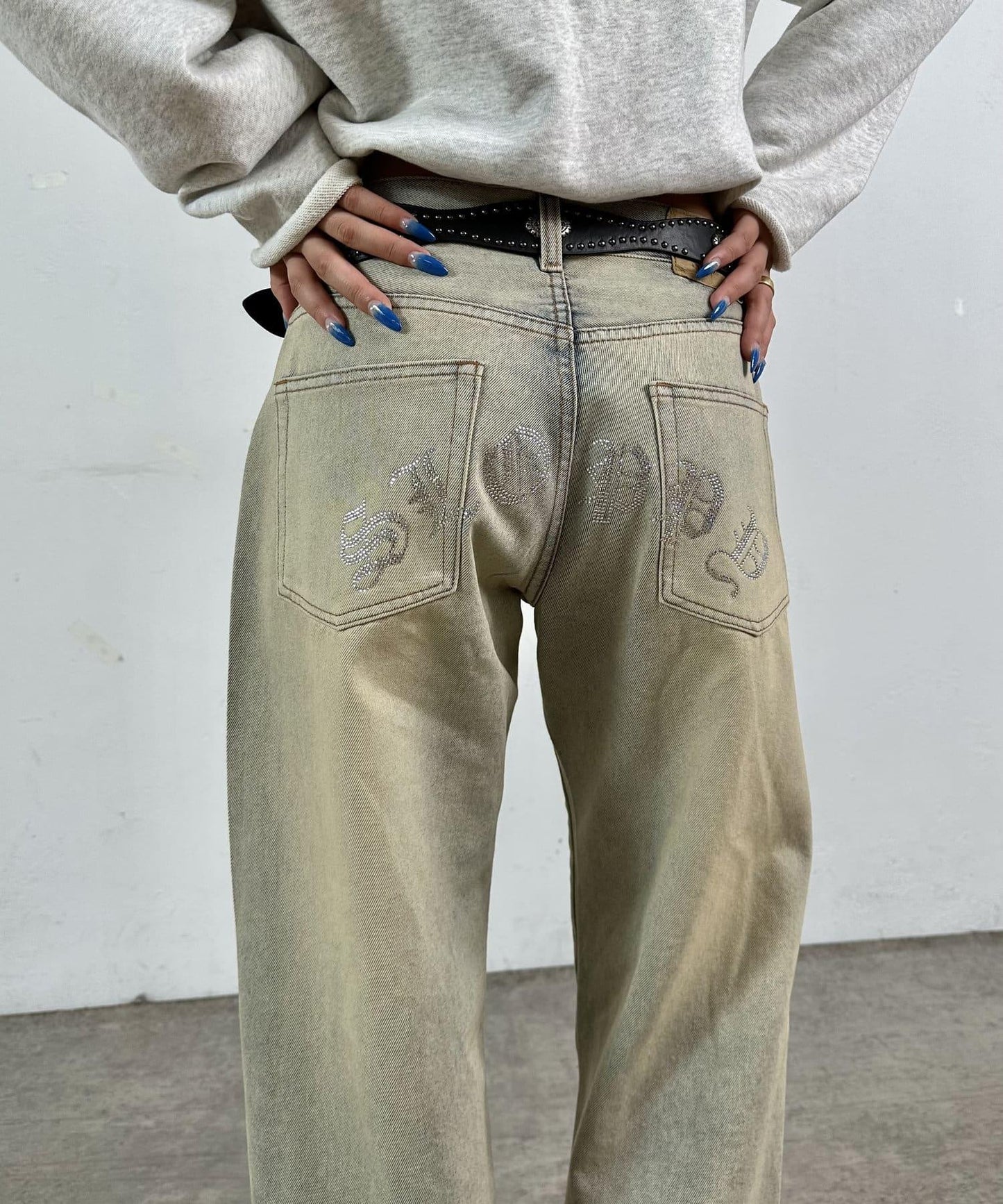 【SLOPPY/斯洛比】水鑽低腰牛仔褲