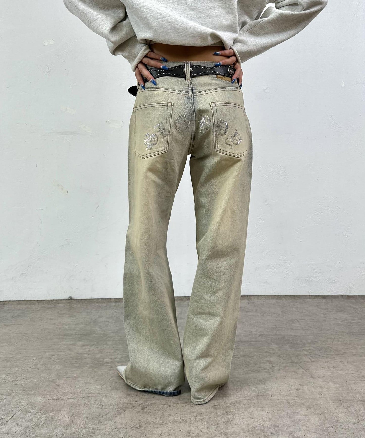 【SLOPPY/斯洛比】水鑽低腰牛仔褲