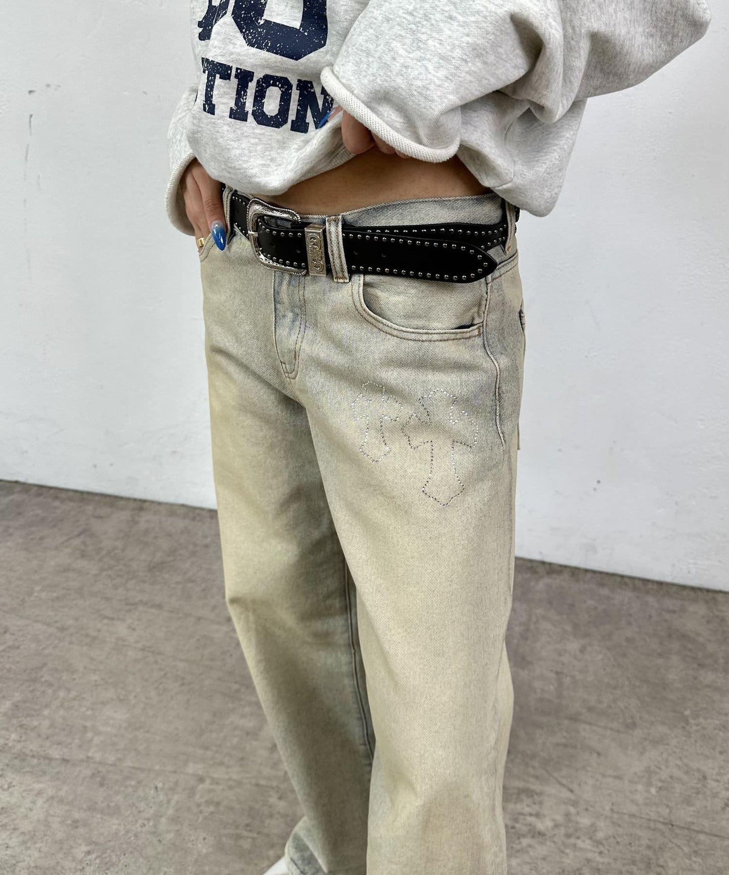 【SLOPPY/斯洛比】水鑽低腰牛仔褲