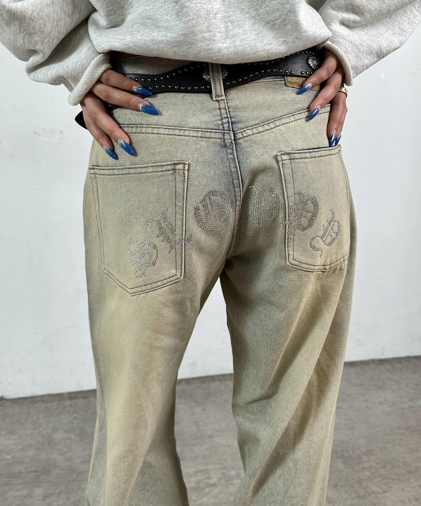 【SLOPPY/斯洛比】水鑽低腰牛仔褲