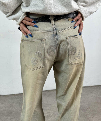 【SLOPPY/斯洛比】水鑽低腰牛仔褲