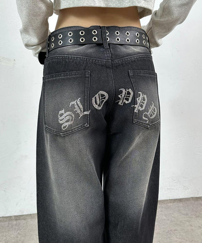 【SLOPPY/斯洛比】水鑽低腰牛仔褲