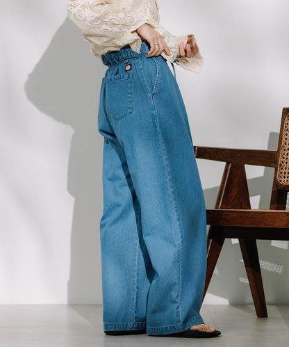 聯名 繫帶鬆緊褶襉褲