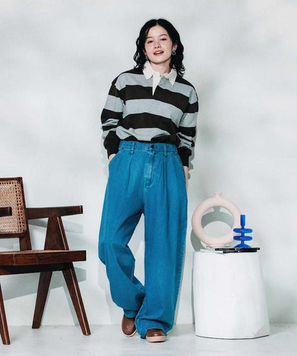 聯名 繫帶鬆緊褶襉褲