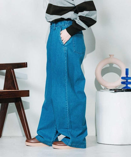 聯名 繫帶鬆緊褶襉褲