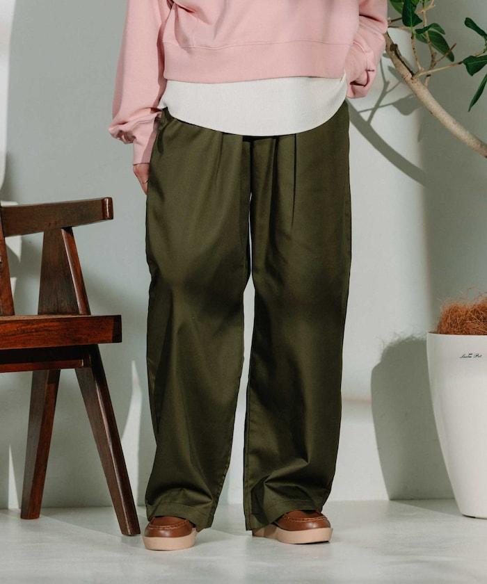 聯名 繫帶鬆緊褶襉褲