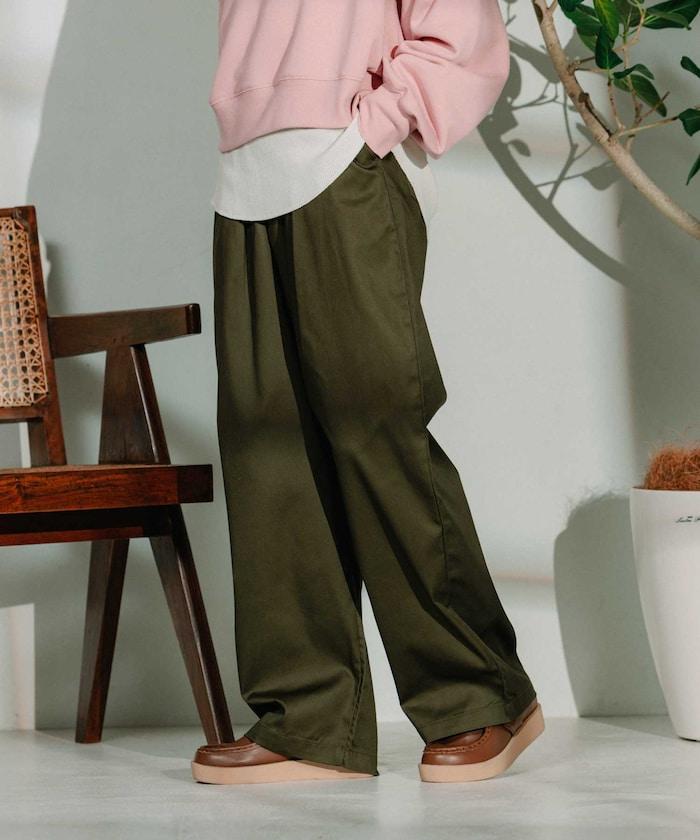 聯名 繫帶鬆緊褶襉褲