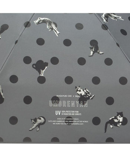 遮光 防曬小貓 圓點 迷你 晴雨兼用 摺疊雨傘