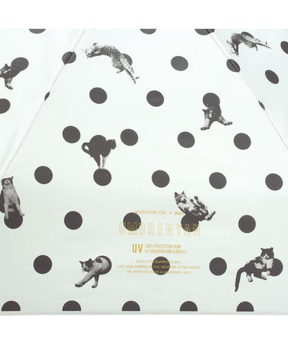 遮光 防曬小貓 圓點 迷你 晴雨兼用 摺疊雨傘