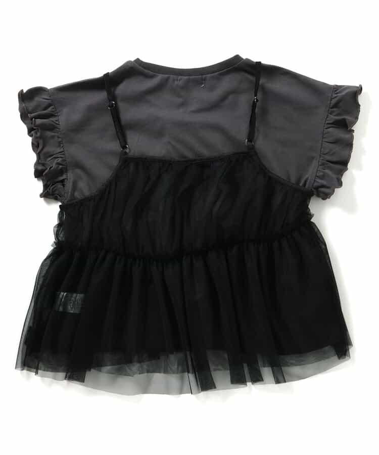 露肩T恤＆蕾絲吊帶套裝