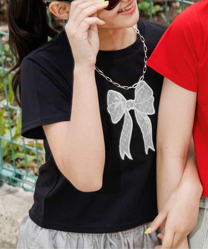 蝴蝶結蕾絲T恤