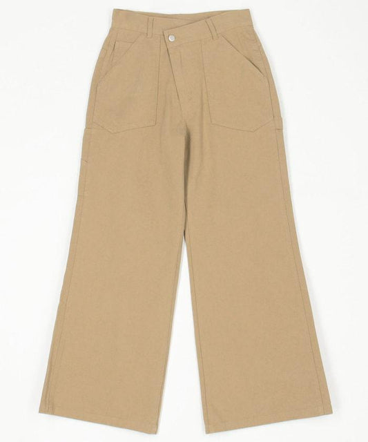 交叉裝飾繪畫寬鬆褲