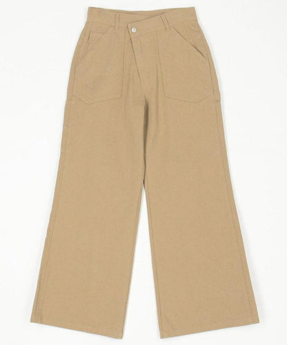 交叉裝飾繪畫寬鬆褲