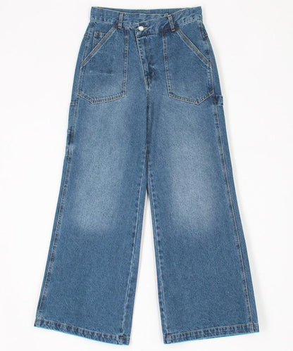 交叉裝飾繪畫寬鬆褲