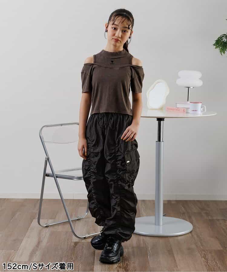 閃亮褶皺工裝褲