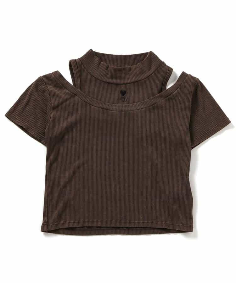 顏料露肩條紋T恤