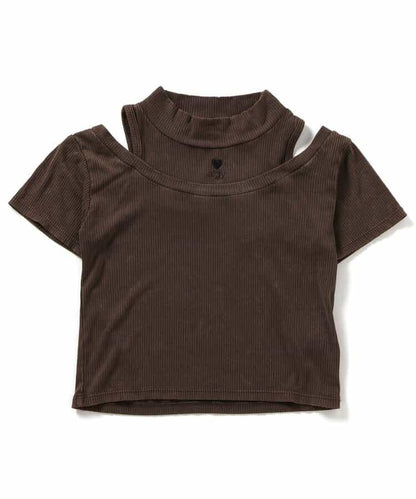 顏料露肩條紋T恤