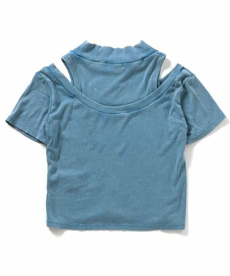 顏料露肩條紋T恤