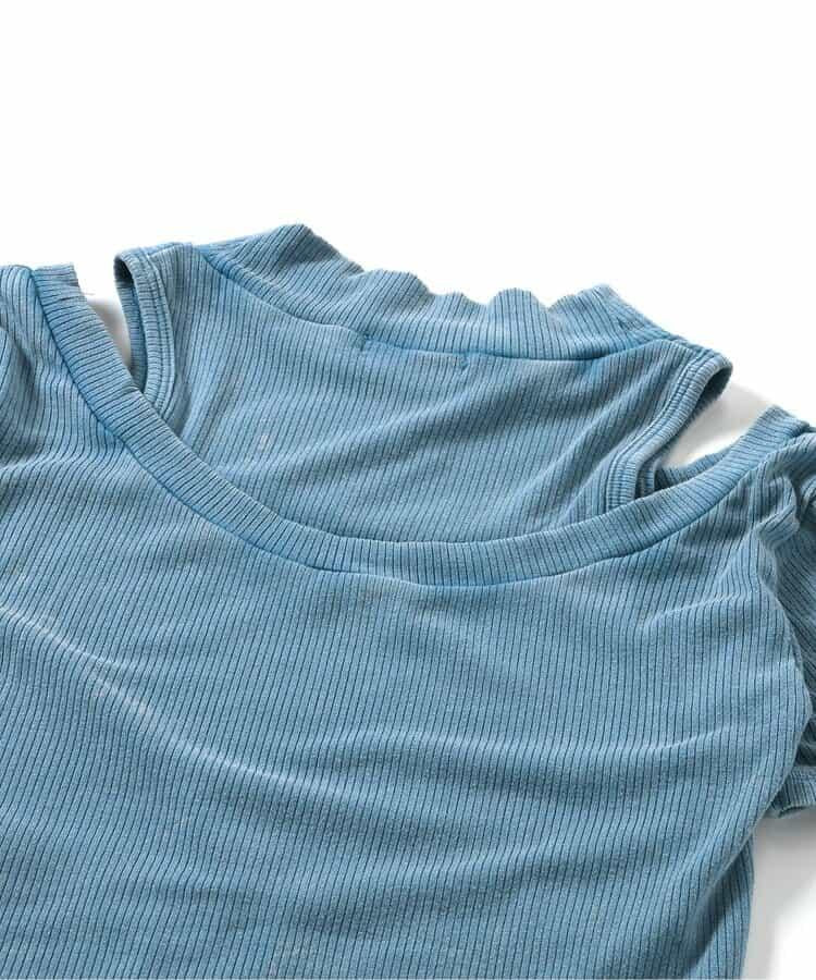 顏料露肩條紋T恤