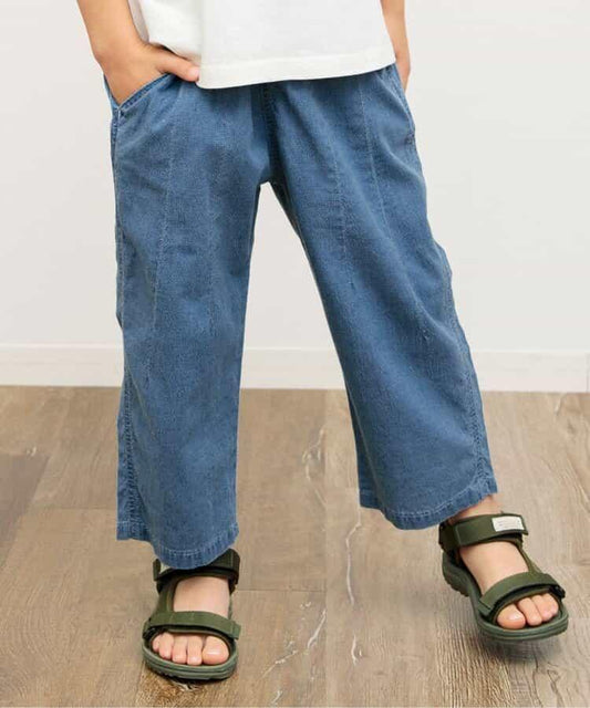 靛藍色足球休閒長褲 九分褲