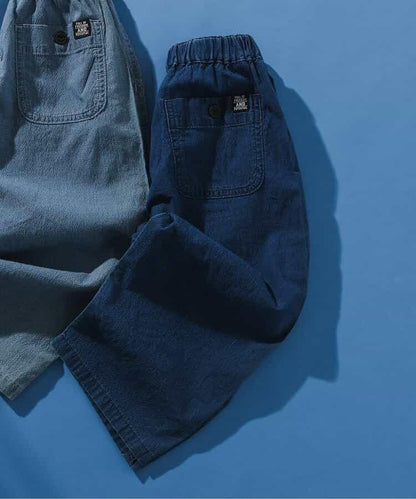 靛藍色足球休閒長褲 九分褲