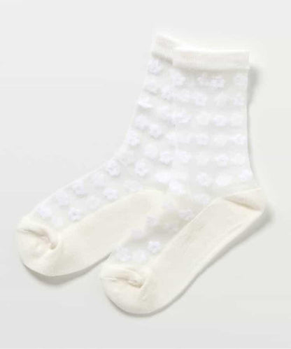 3P對象 心形花紋透明長襪