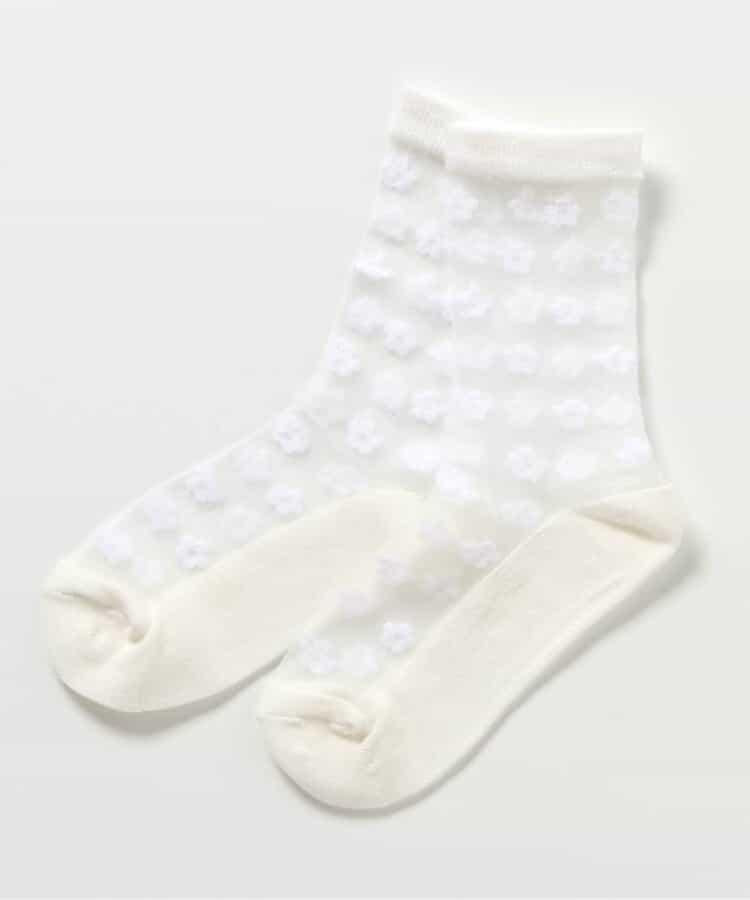 3P對象 心形花紋透明長襪